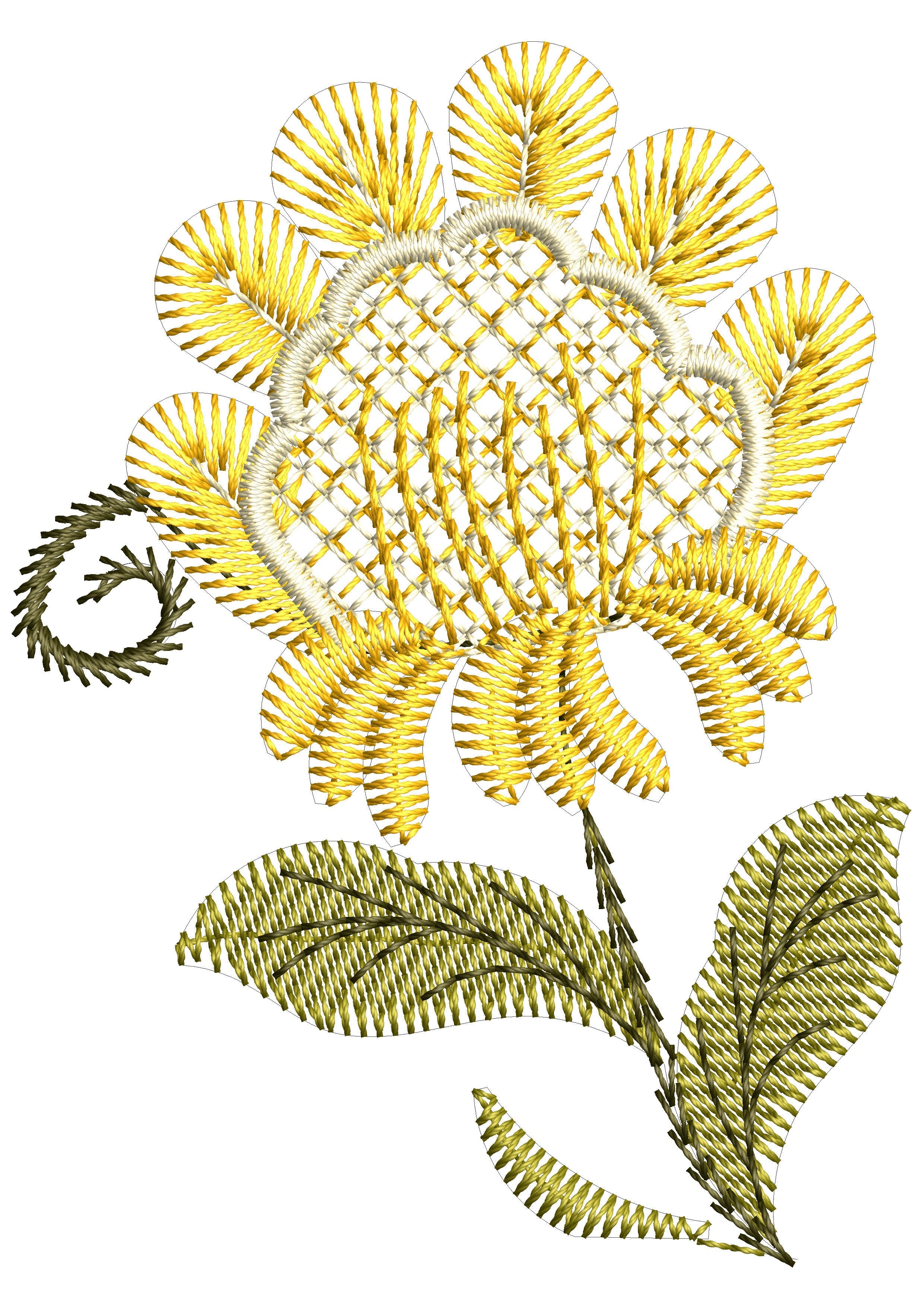 Yellow Flower Embroidery Design