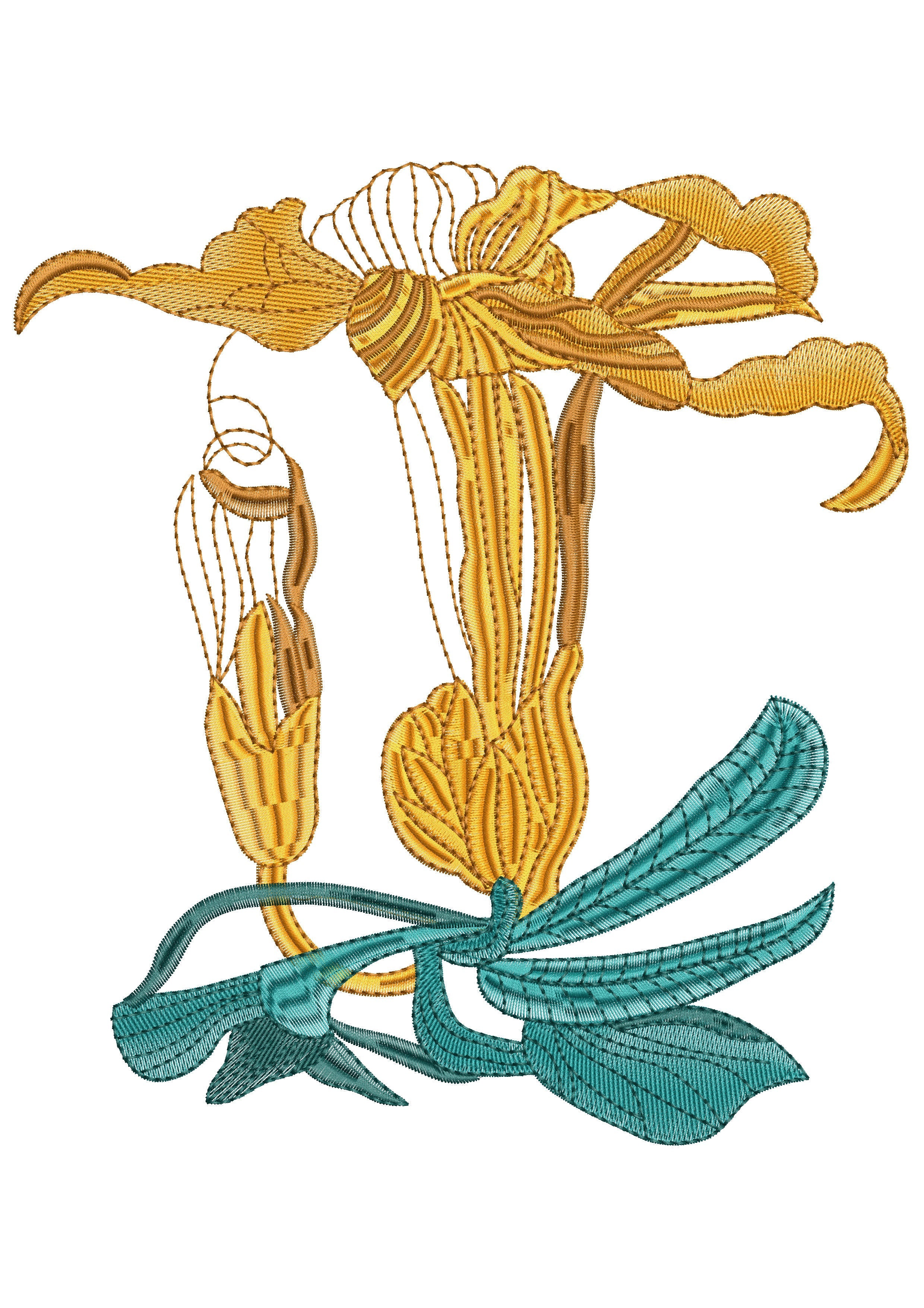 Umbrella Flower Embroidery Design