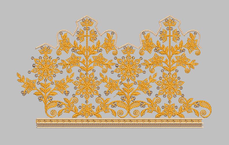 Gilded Scallop Golden Ornamental Border Embroidery Design