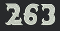 White Numbers Embroidery Design