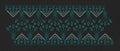 Black Teal Peacock Eye Chevron Border Black & Dark Teal Embroidery Design