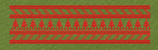 Floral Border Red & Green Embroidery Design