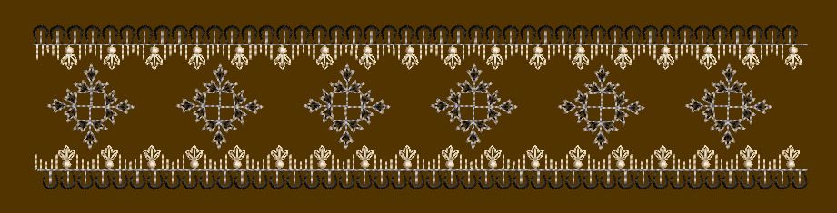 Diamond Geometric Border Brown & Gold Embroidery Design