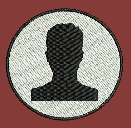 Profile Person Emblem Embroidery Design