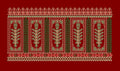 Red and Green Mughal Inspired Panel Embroidery Design