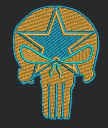 Star Skull with Bandana Embroidery Design