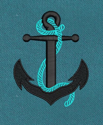 Rope Anchor Black & Neo Embroidery Design