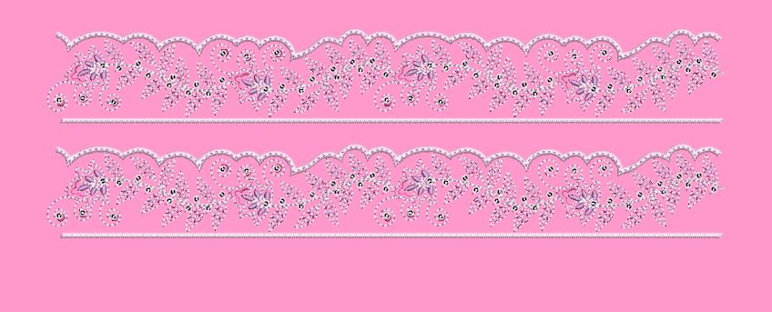 Intricate Violet Blossom Scallop Embroidery Design