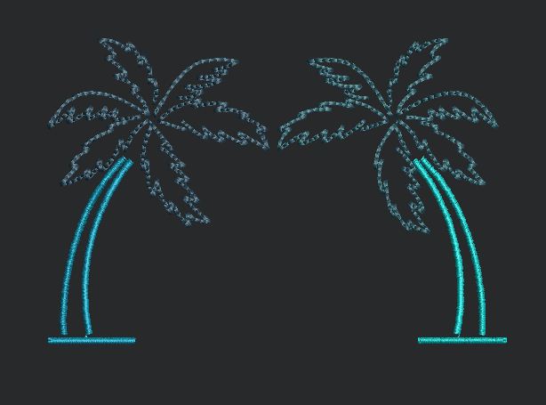 Palm Trees in Blue Embroidery Design