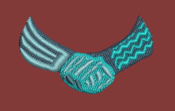 Teal Winged Geometric Motif Embroidery Design