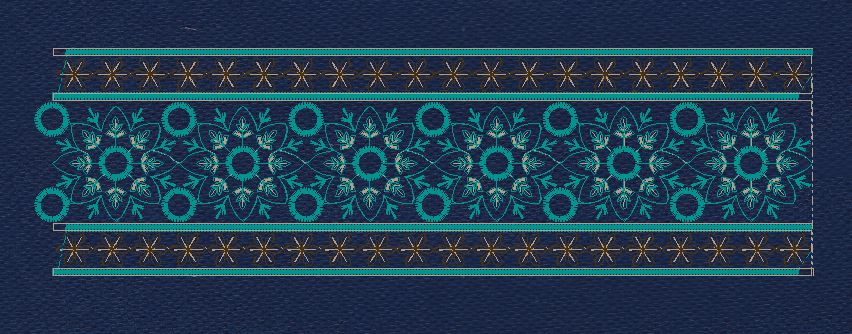 Floral Jacquard Woven Navy Blue Embroidery Design
