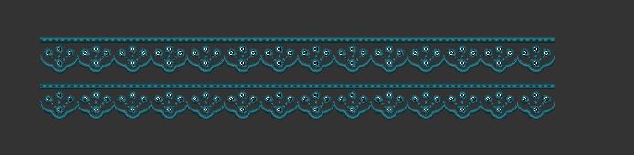 Scallop Floral Lace Border Teal Blue Embroidery Design
