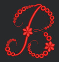 Floral Red Embroidery Design