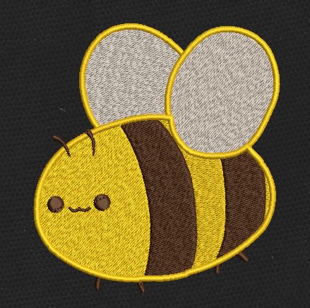 Happy Bumble Round Bee Embroidery Design