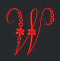 Floral Red Colour Embroidery Design