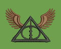 Winged Geometric Crest Embroidery Design