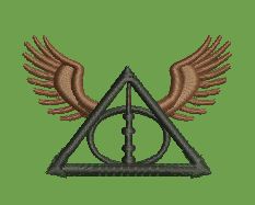Winged Geometric Crest Embroidery Design