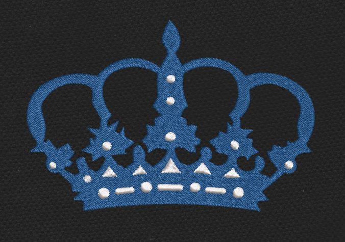 Royal Jeweled Crown Embroidery Blue & White Embroidery Design