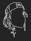 Line Art White Embroidery Design