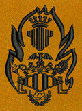 Flaming Shield Crest Embroidery Design