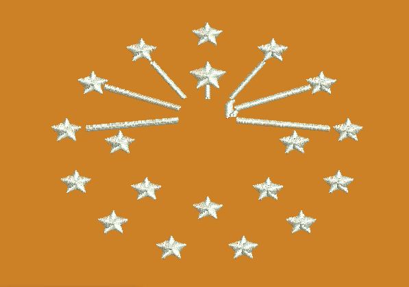 Stars In Clock Shape Embroidery Design