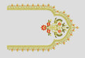 Ornate Gold Floral Neckline Accent Embroidery Design