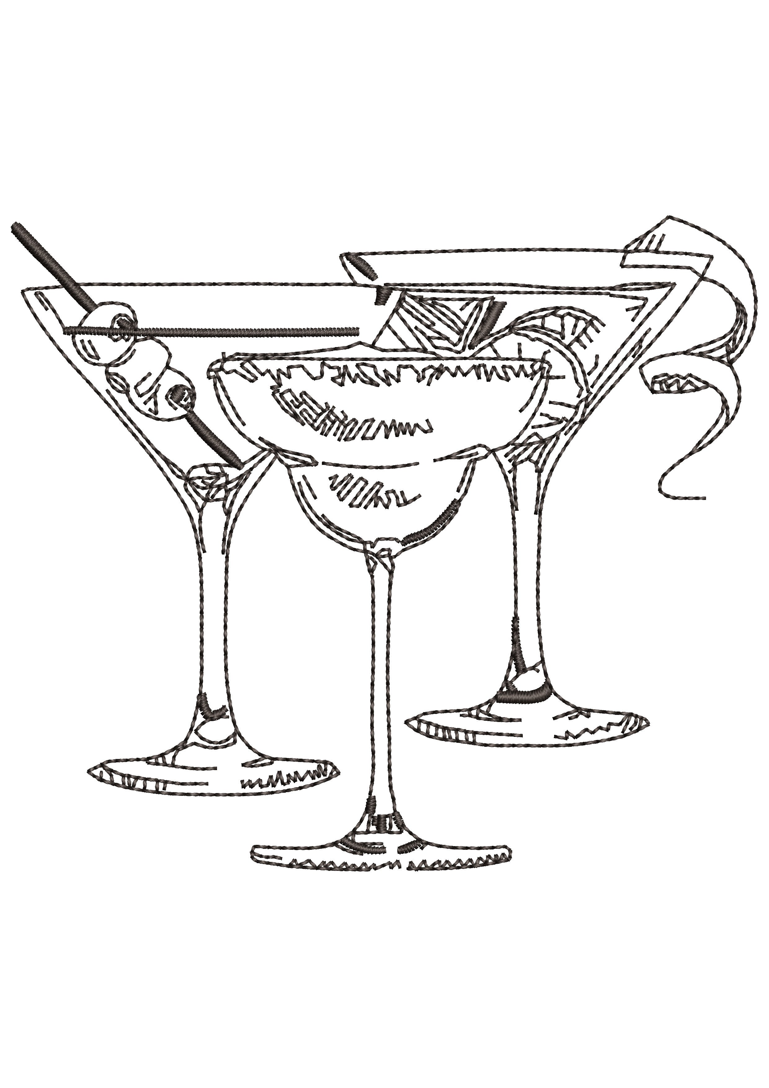 Wine Drink Embroidery Design