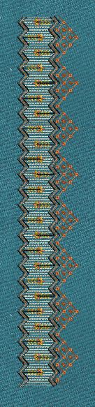 Teal Diamond Chain Border Teal Blue & Orange Embroidery Design