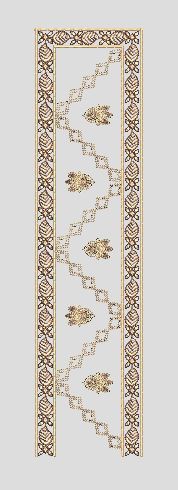 Leaf Bordered Zigzag Vertical Panel Embroidery Design