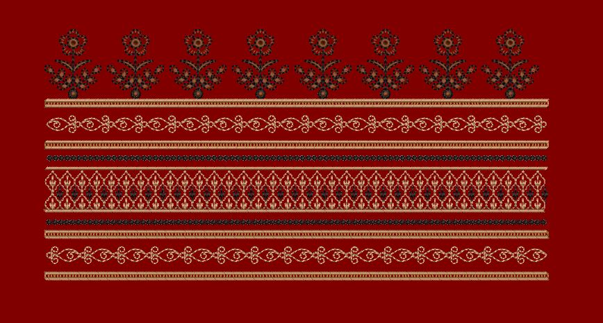 Multi Tier Floral Spring Border Embroidery Design