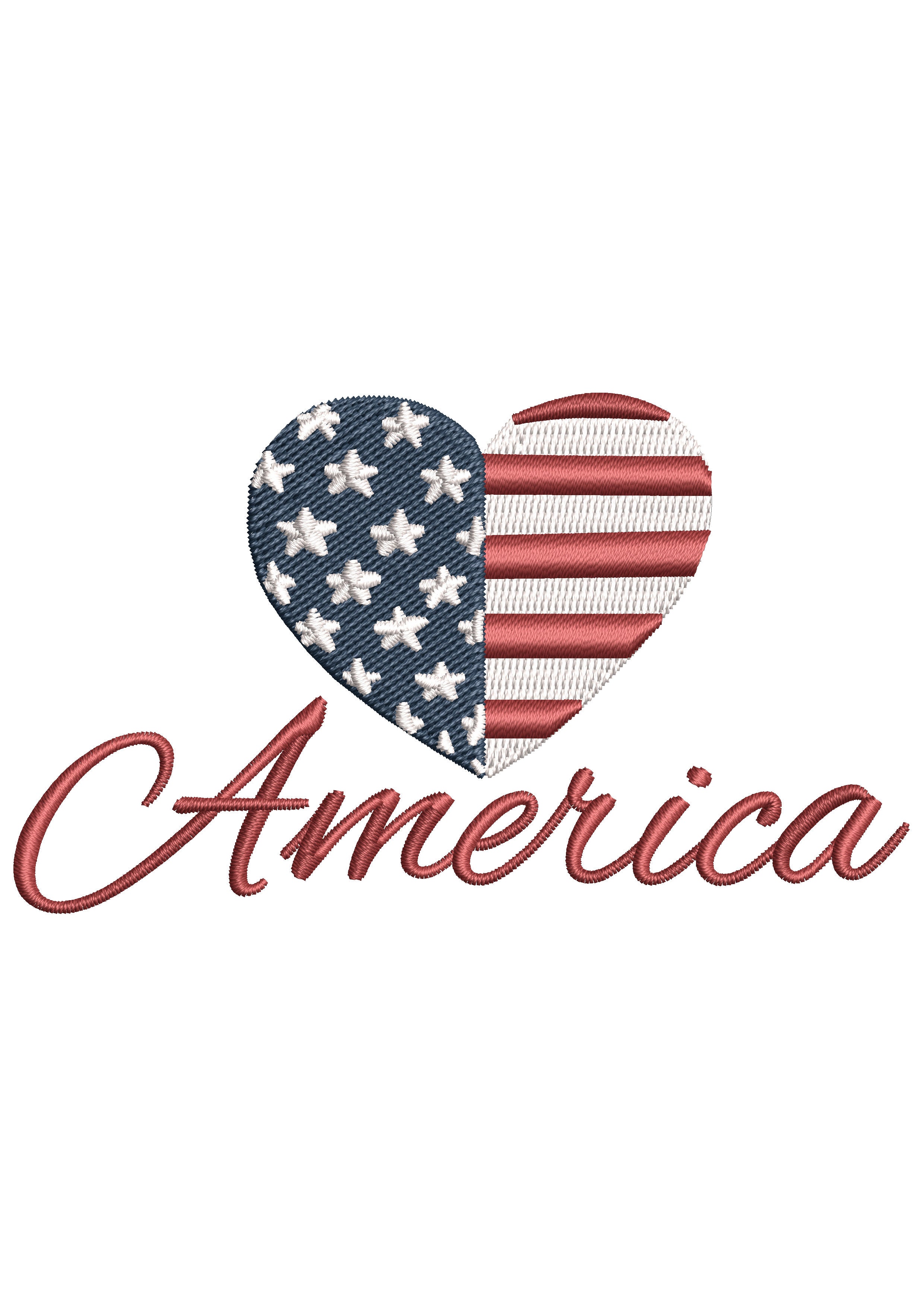 America Love Embroidery Design