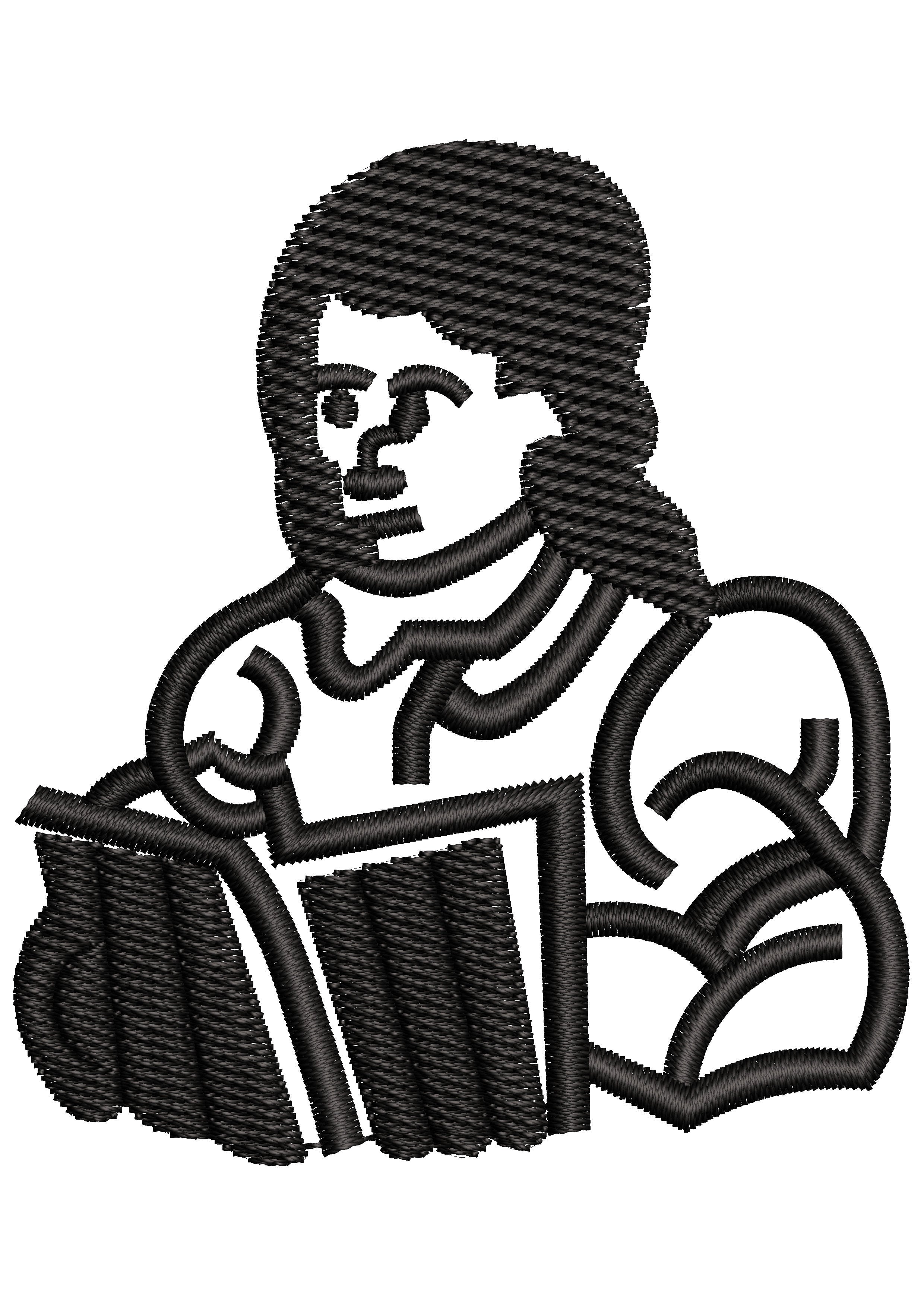 Book Reading Embroidery Design