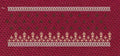 Red Background And Star Motifs Jacquard Border Embroidery Design