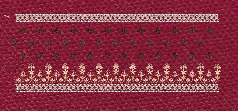 Red Background And Star Motifs Jacquard Border Embroidery Design
