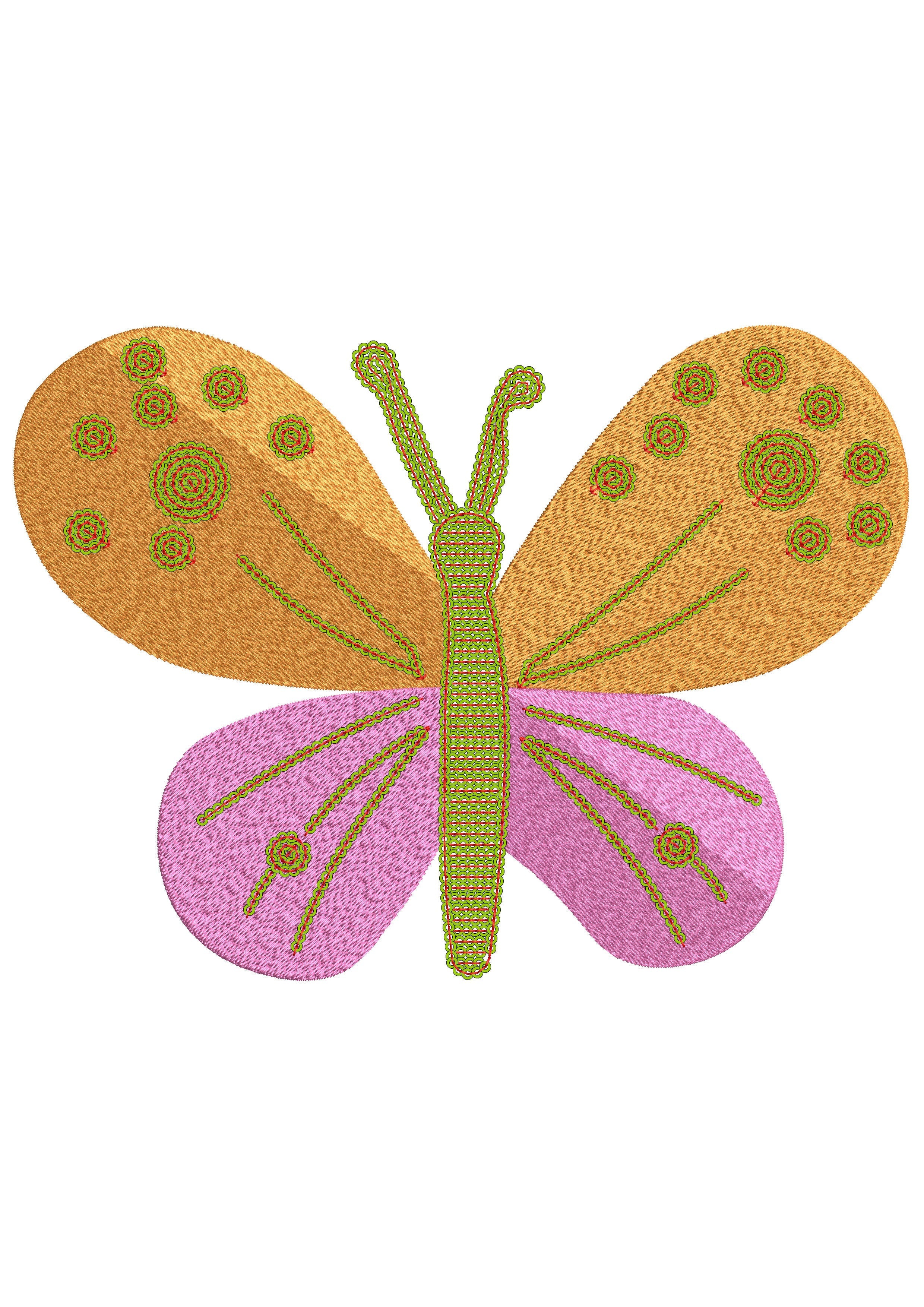 Butterfly Two Tone Embroidery Design