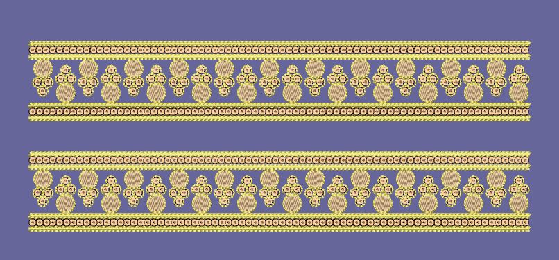 Golden Circles Dual Circular Motif Border Embroidery Design