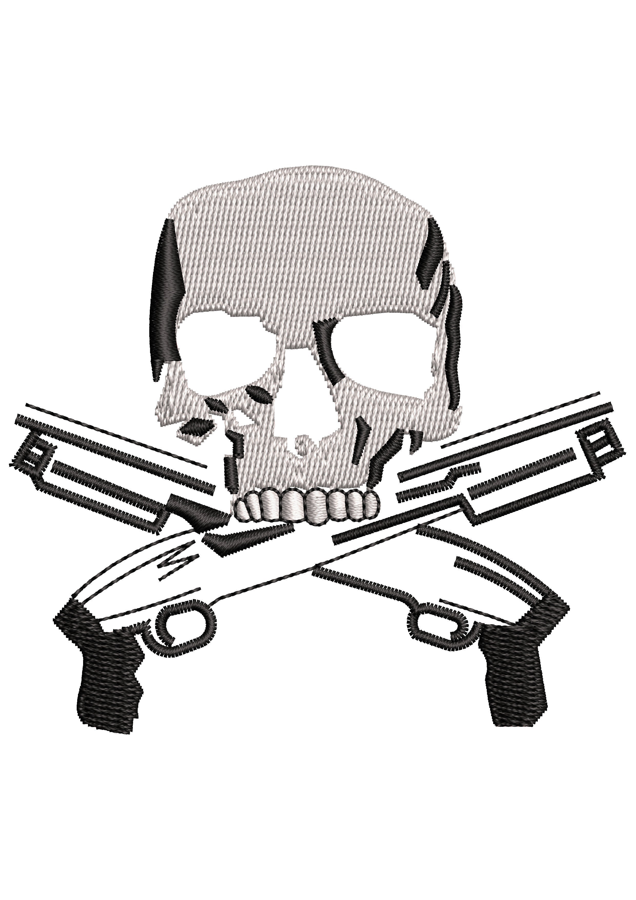 Skull Pistol Embroidery Design