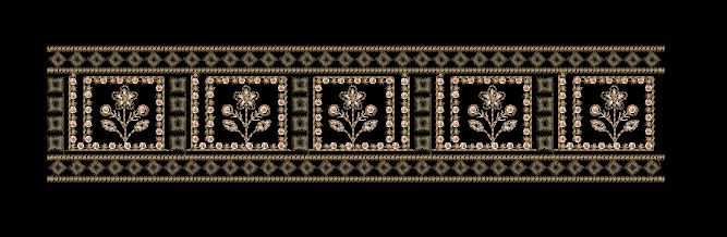 Black Golden Frame Floral Box Border Black & Pale Gold Embroidery Design