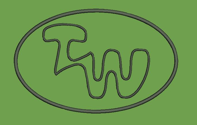 Oval Encased Wavy Monogram Embroidery Design