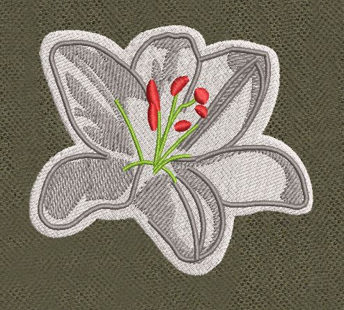 Silver Lily Bloom Embroidery Design