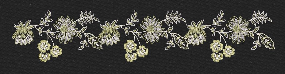 Floral Border Olive & Silver Embroidery Design
