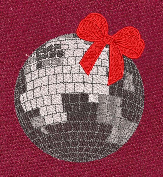 Disco Sphere Ribbon Patch Embroidery Design
