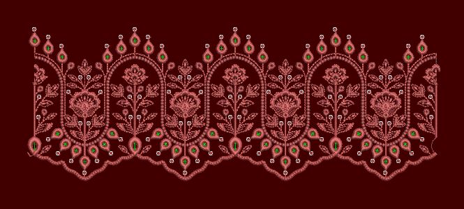 Ornate Arch and Floral Spire Feston Embroidery Design