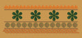 Green Flower And Golden Jacquard Border Embroidery Design