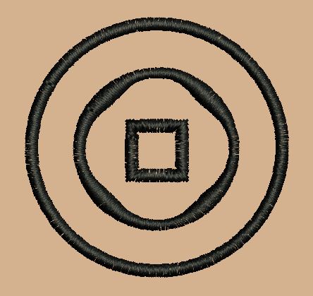Concentric Circles with Central Square Embroidery Design