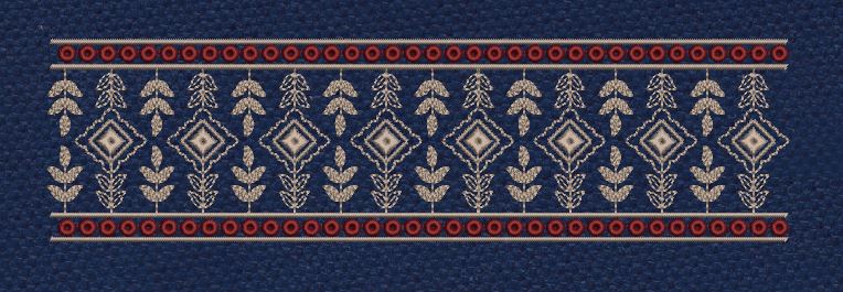 Floral Border Blue and Golden Embroidery Design