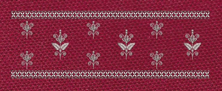 Floral Jacquard Border Golden Lines Embroidery Design