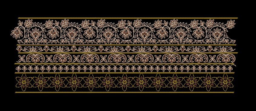Scrolling Vine Star Rosette Border Embroidery Design