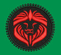 Ornate Lion Crest Emblem Embroidery Design