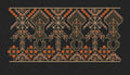 Black Rust Tribal Cross Jaal Border Black & Burnt Orange Embroidery Design